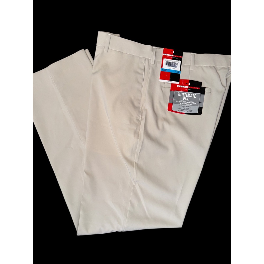 Grand Slam Golf Ultimate Performance Pants Mens 36x32 Beige Comfort Stretchy UPF
